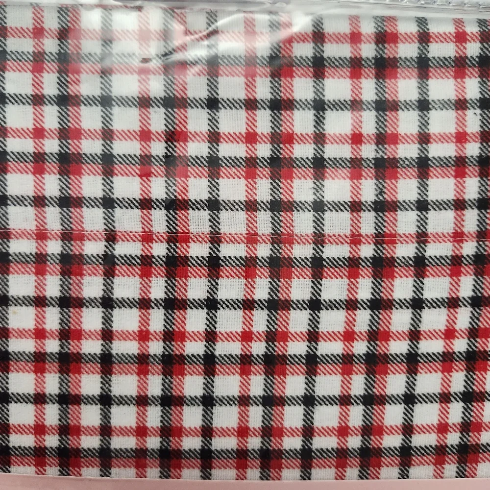 Kate Spade NY 4 Piece Flannel Sheet Set 100% Cotton Plaid Red Black King Size